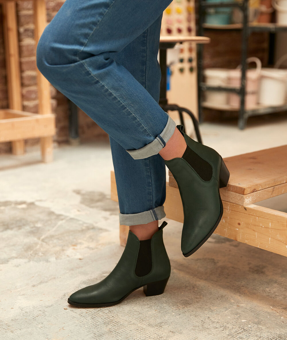 Bottines en cuir émeraudes vera emeraude.