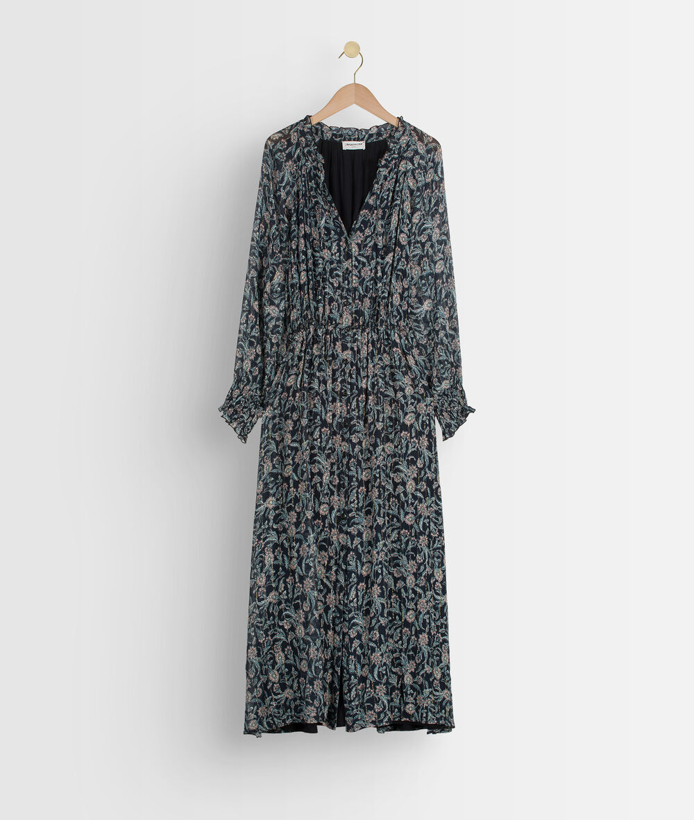 Robe longue imprimé fleuri lysie encre.