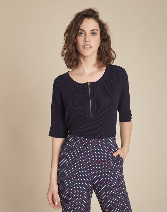 Pull marine col rond zippé Forbo | 1-2-3 Pull marine col rond zippé Forbo PhotoZ | 1-2-3