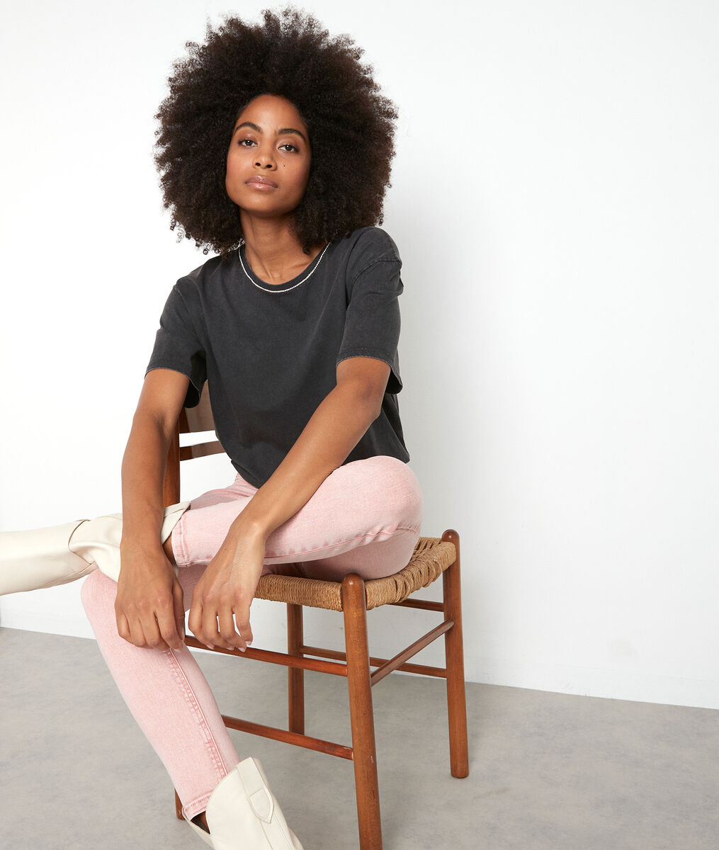 Jean slim en coton rose délavé Nicky | 1-2-3 Jean slim en coton rose délavé Nicky PhotoZ | 1-2-3