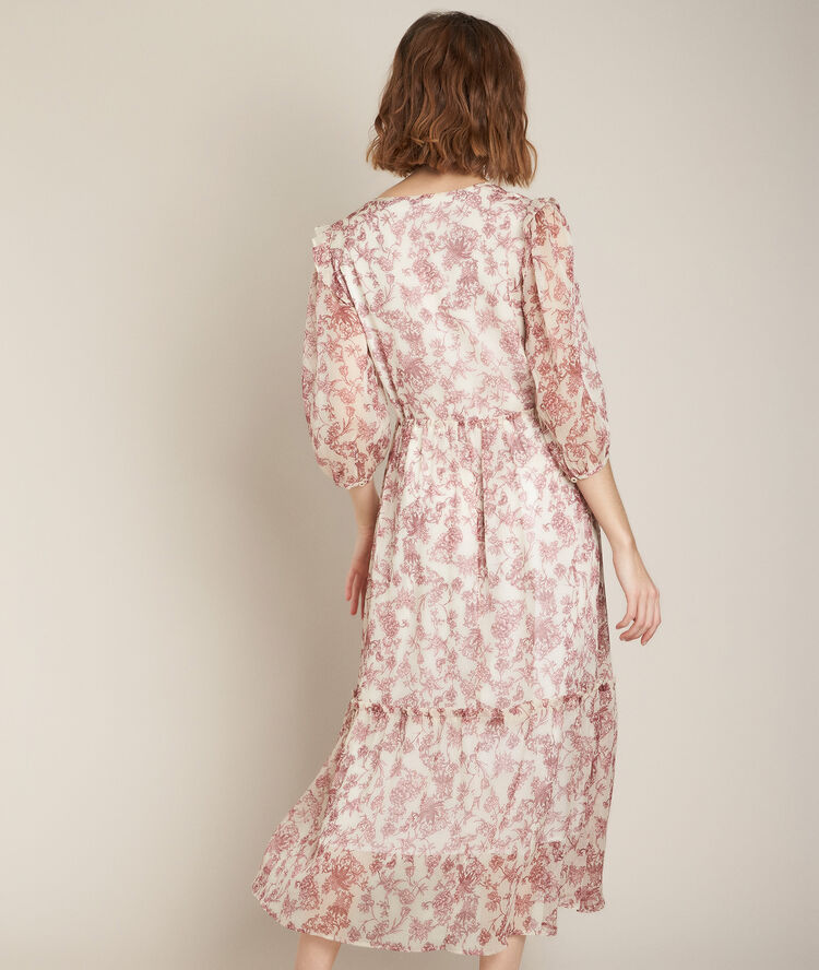 Robe longue imprimée claire olive.