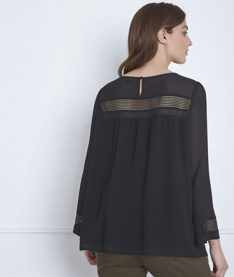 Blouse noire galons ajourés verena noir.