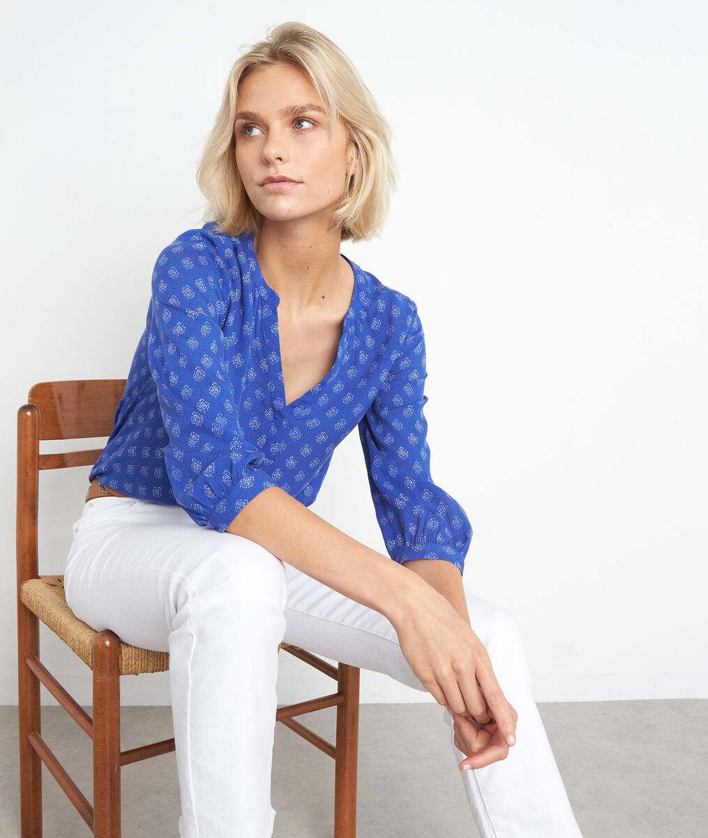 Blouse fluide imprimée myosotis Adelia | 1-2-3 Blouse fluide imprimée myosotis Adelia PhotoZ | 1-2-3