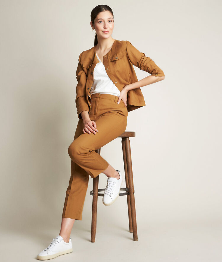Veste courte camel en lyocell london camel.