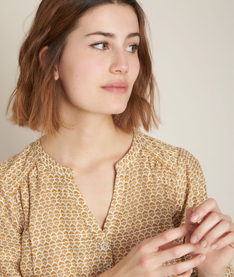 Blouse imprimée jaune elvire craie.