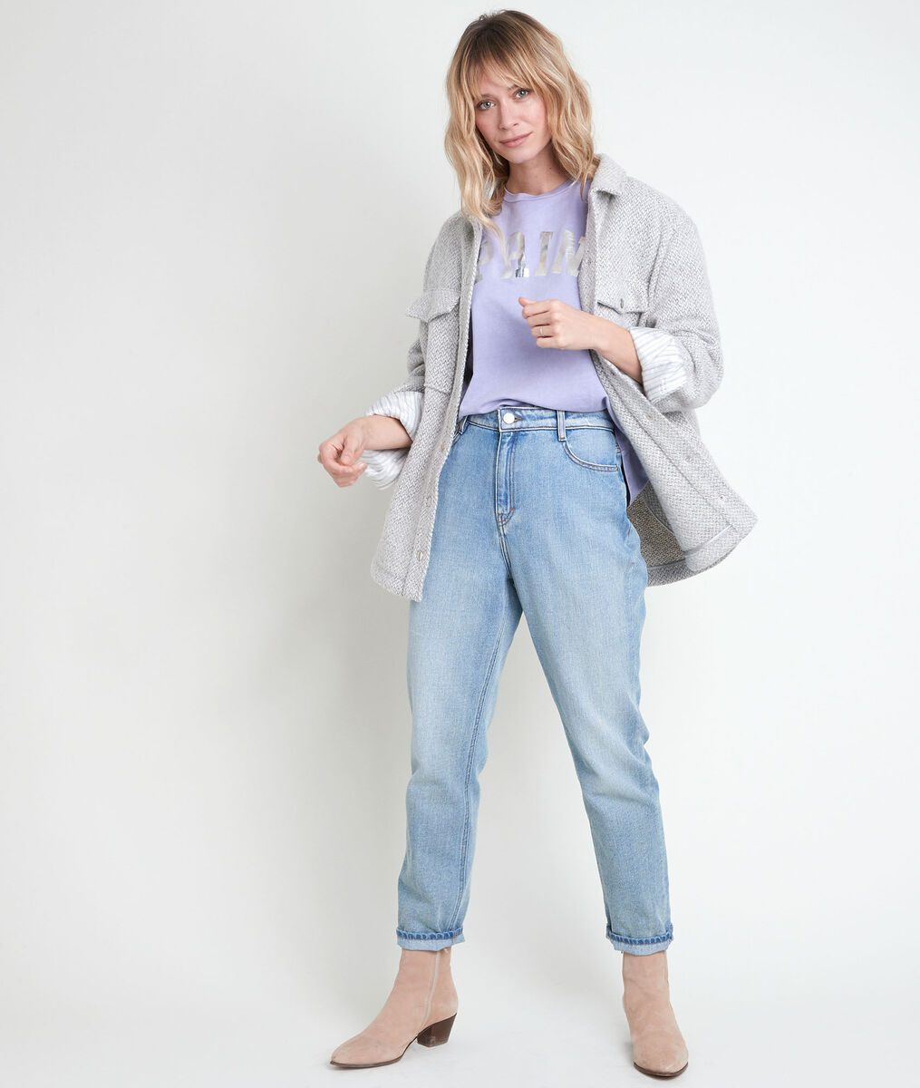 Tee-shirt en coton biologique mauve imprimé Itak bis | 1-2-3 Tee-shirt en coton biologique mauve imprimé Itak bis PhotoZ | 1-2-3