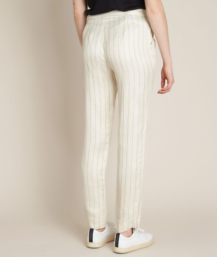 Pantalon rayé en lin ilias fjord.