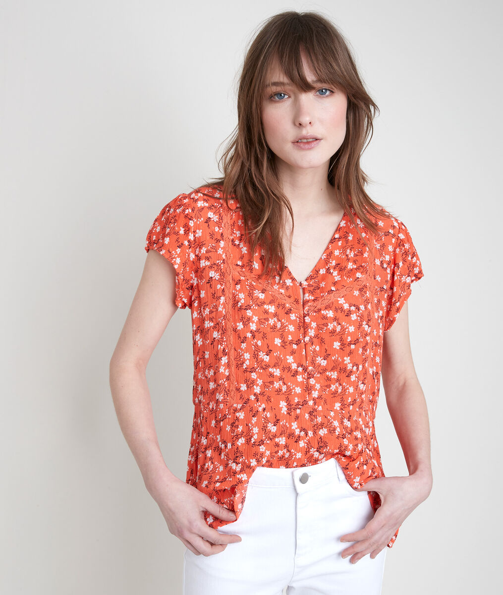 Blouse rouge imprimée Tanita | 1-2-3 Blouse rouge imprimée Tanita PhotoZ | 1-2-3