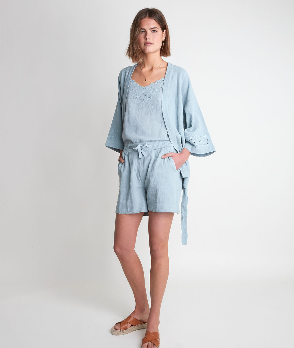 Kimono en coton céladon Tibo | 1-2-3 Kimono en coton céladon Tibo PhotoZ | 1-2-3