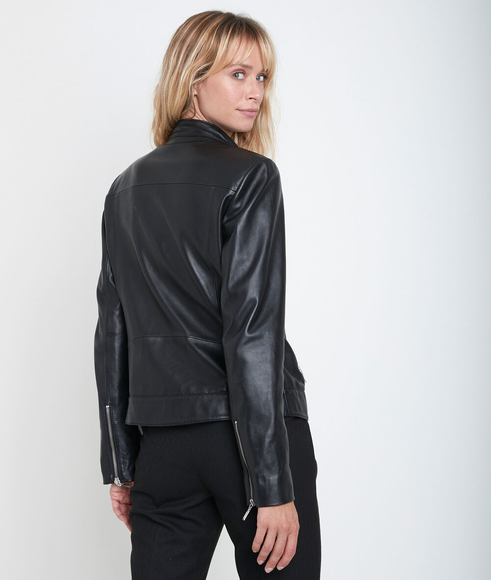 Veste en cuir tillia noir.
