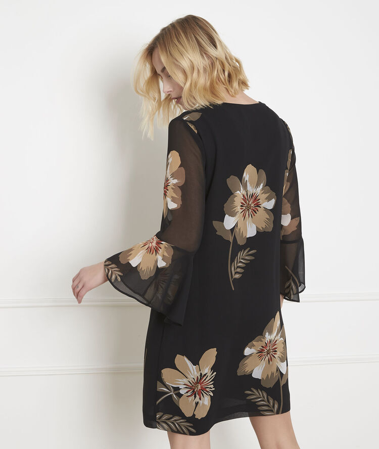 Zwarte Jurk Met Bloemenprint Astrid Dames Maison 123