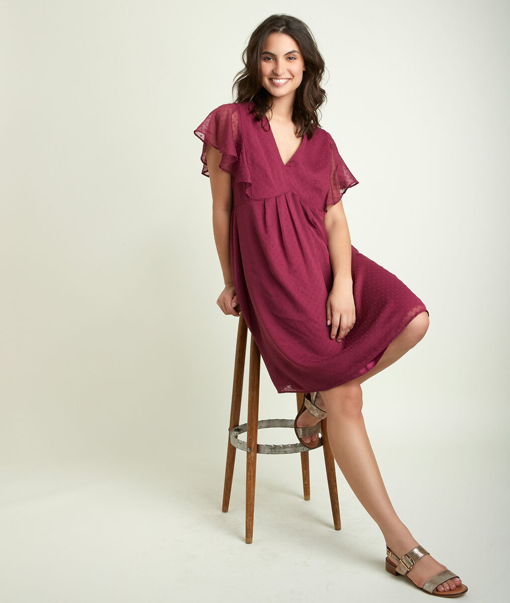 Robe grenat plumetis Calissa | 1-2-3 Robe grenat plumetis Calissa PhotoZ | 1-2-3