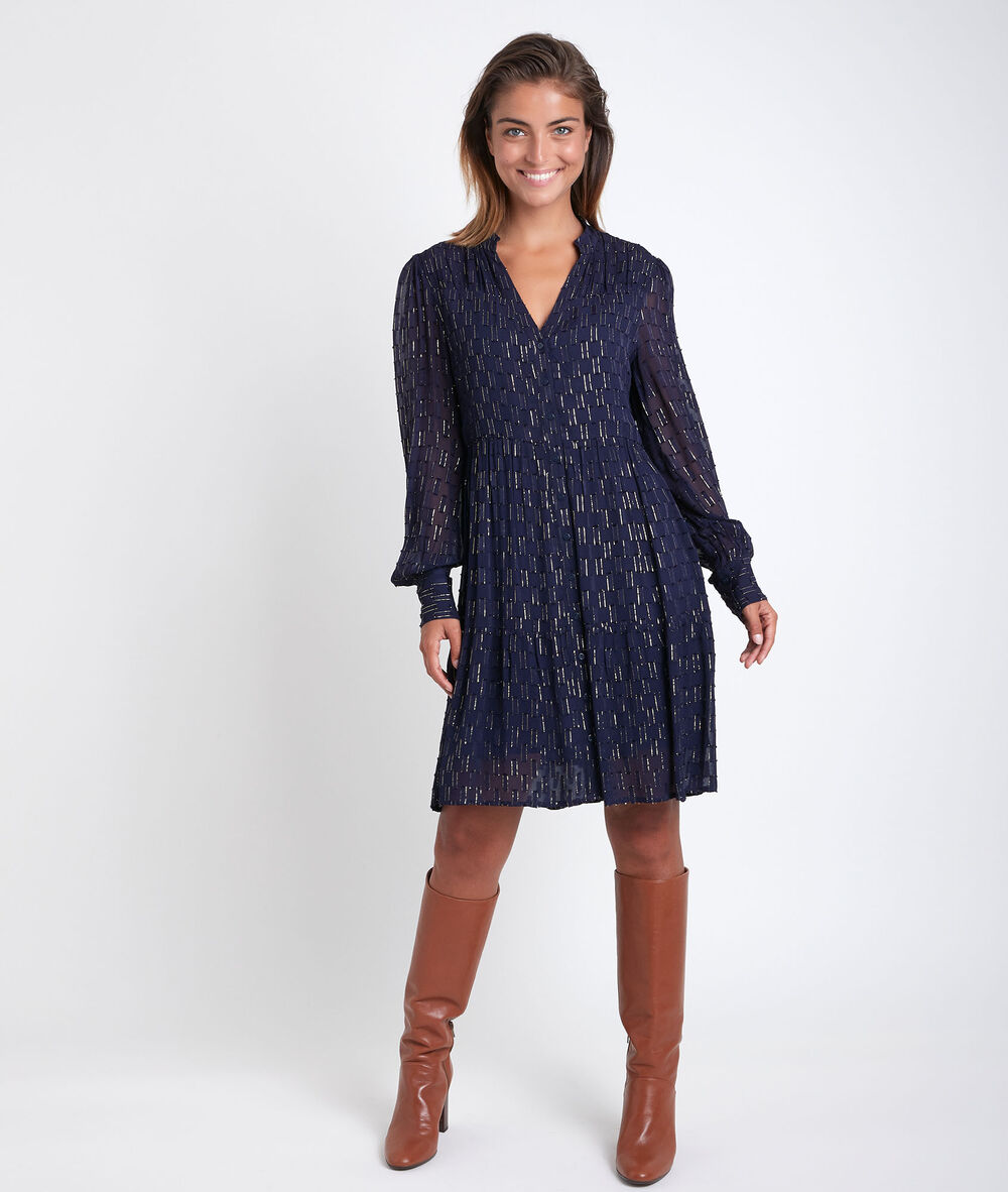 Robe marine à lurex cassandra marine.