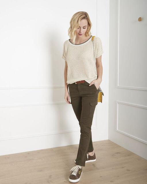 Pull crème ajouré lurex aerien creme.