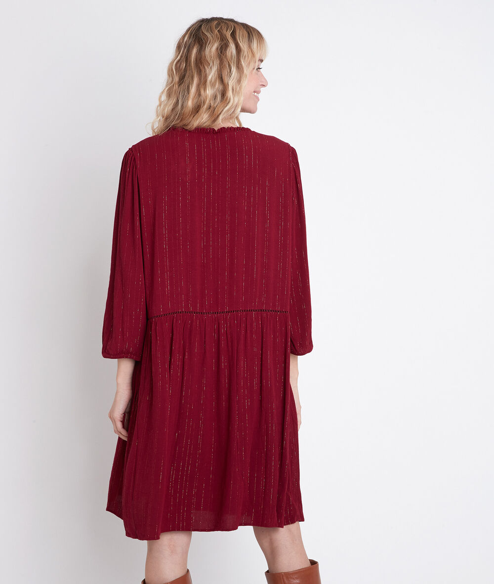 Robe rouge trapèze en lurex larissa bourgogne.