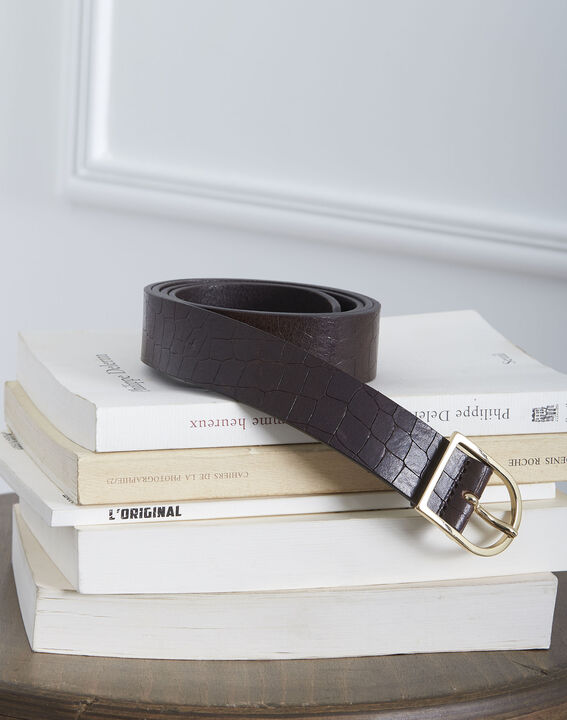 Ceinture marron en cuir finition croco Kala | 1-2-3 Ceinture marron en cuir finition croco Kala PhotoZ | 1-2-3