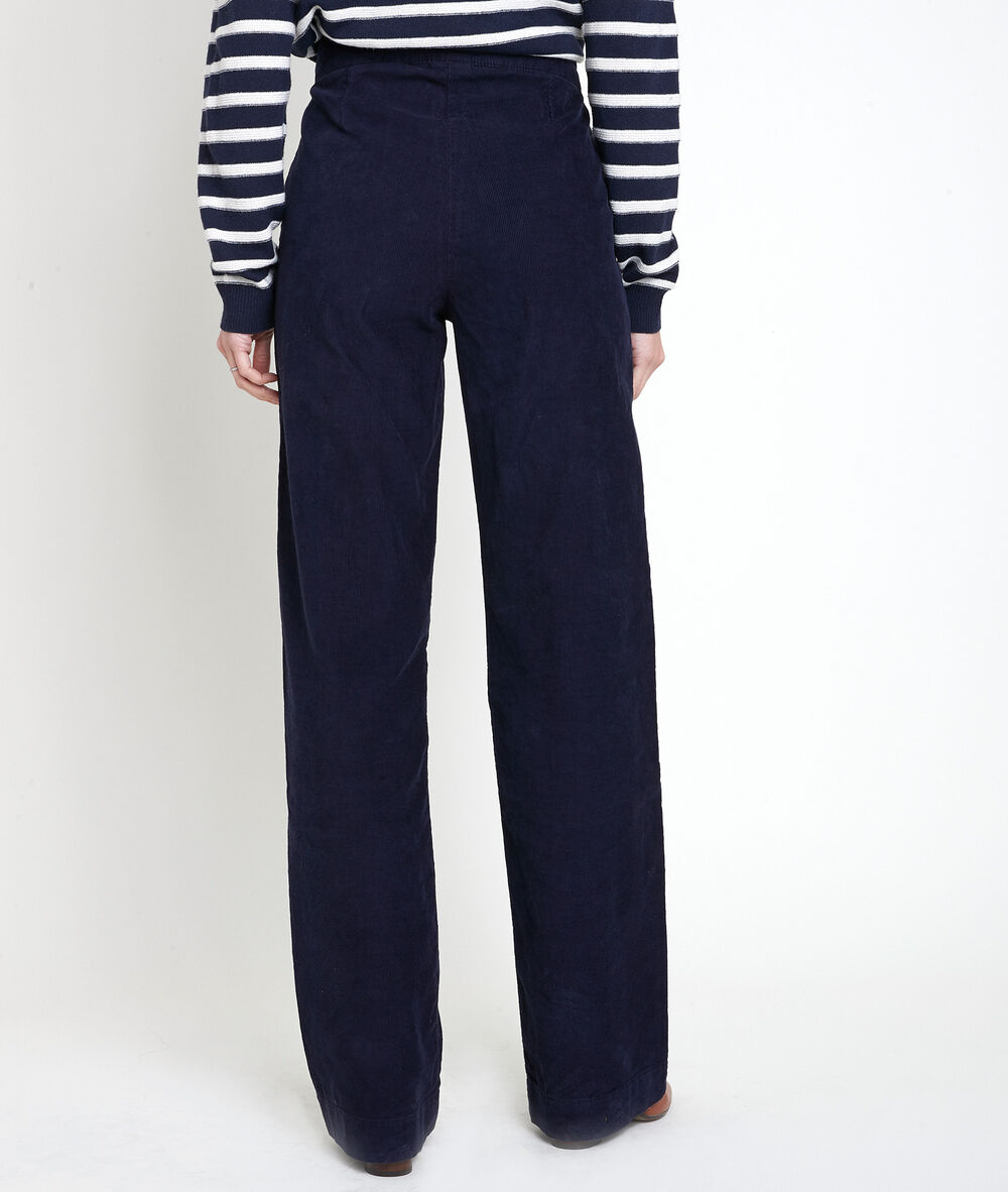 Pantalon à pont en velours hubert marine.