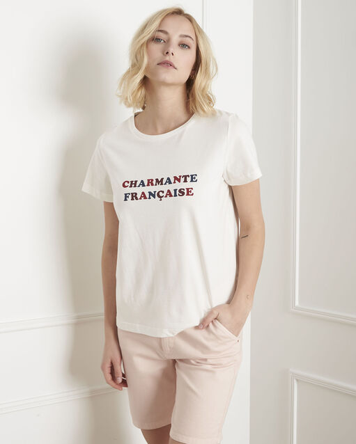 Tee-shirt écru imprimé parmante ecru.