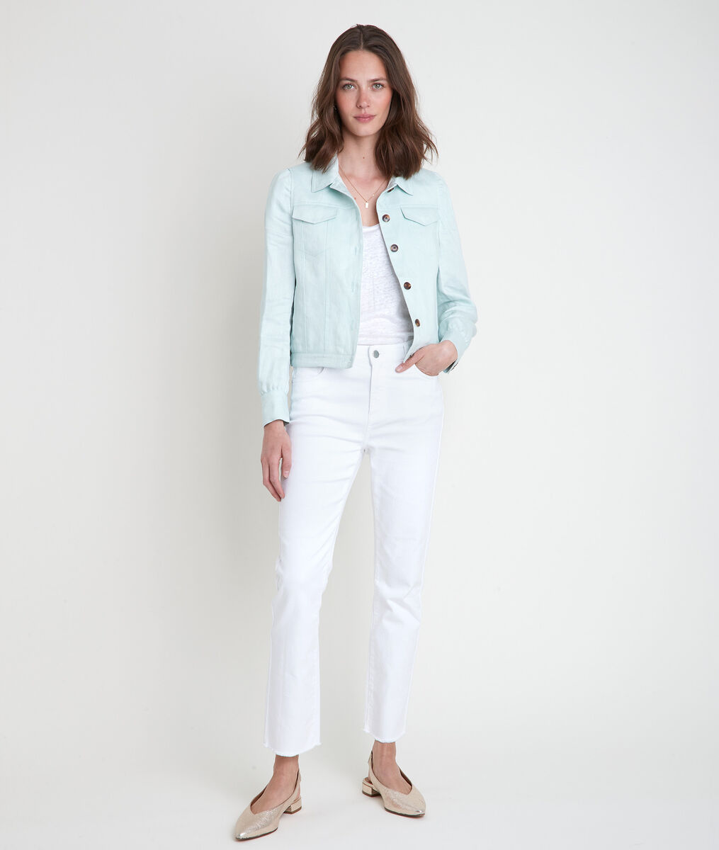 Blouson en lin vert amande Passion | 1-2-3 Blouson en lin vert amande Passion PhotoZ | 1-2-3