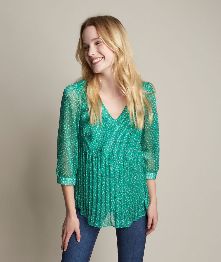Blouse pliss&eacute;e imprim&eacute;e eva prairie.