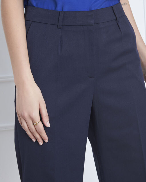 Pantalon bleu large à plis gabin marine.