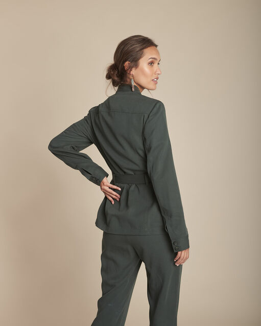 Veste vert foncé fluide boutonnée birgit vert anglais.