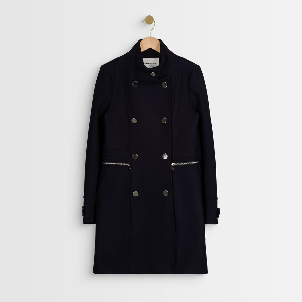 Manteau en laine recyclée orino marine.