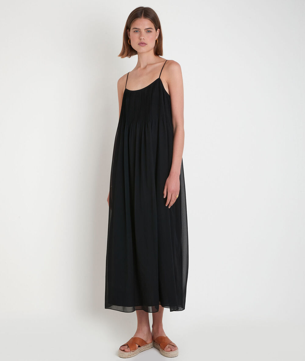 Robe mi-longue plissée noire sabrina noir.