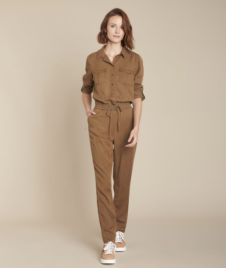 Terracotta jumpsuit in tencel irina toffee.