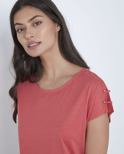 Tee-shirt rose détails épaules palmbeach framboise.