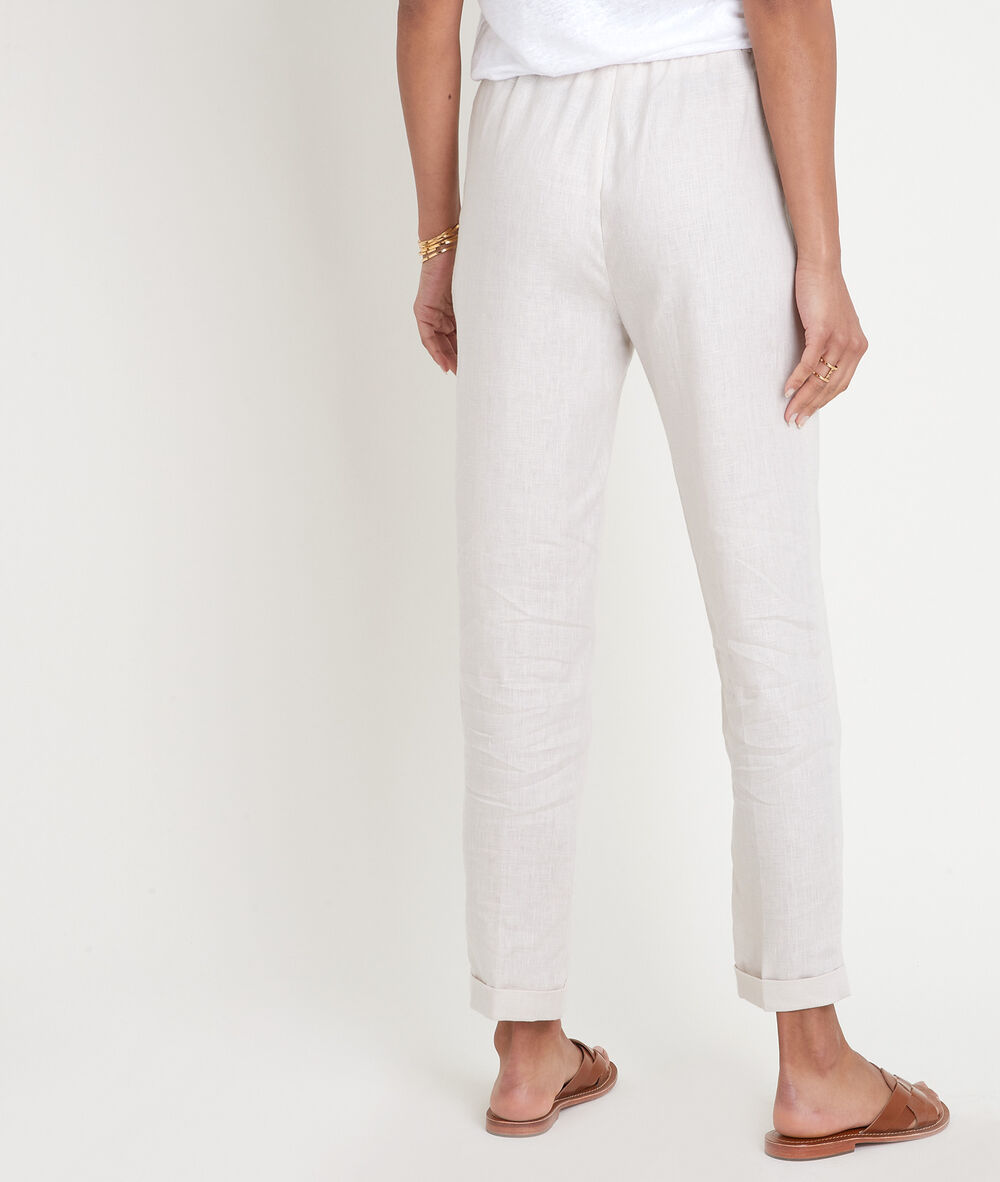 Pantalon chino en lin beige felix bis naturel.