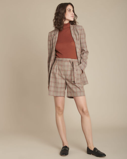 Mahagoniroter gerippter Rollkragenpullover Florale (2) - Maison 123