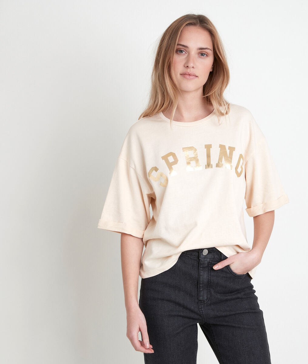 Tee-shirt en coton biologique jaune imprimé Itak bis | 1-2-3 Tee-shirt en coton biologique jaune imprimé Itak bis PhotoZ | 1-2-3