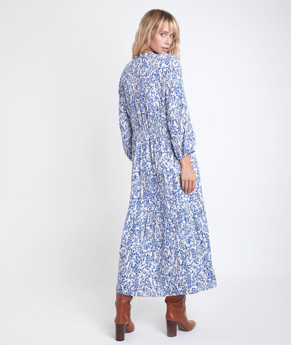 Robe longue imprimée carola ecru.