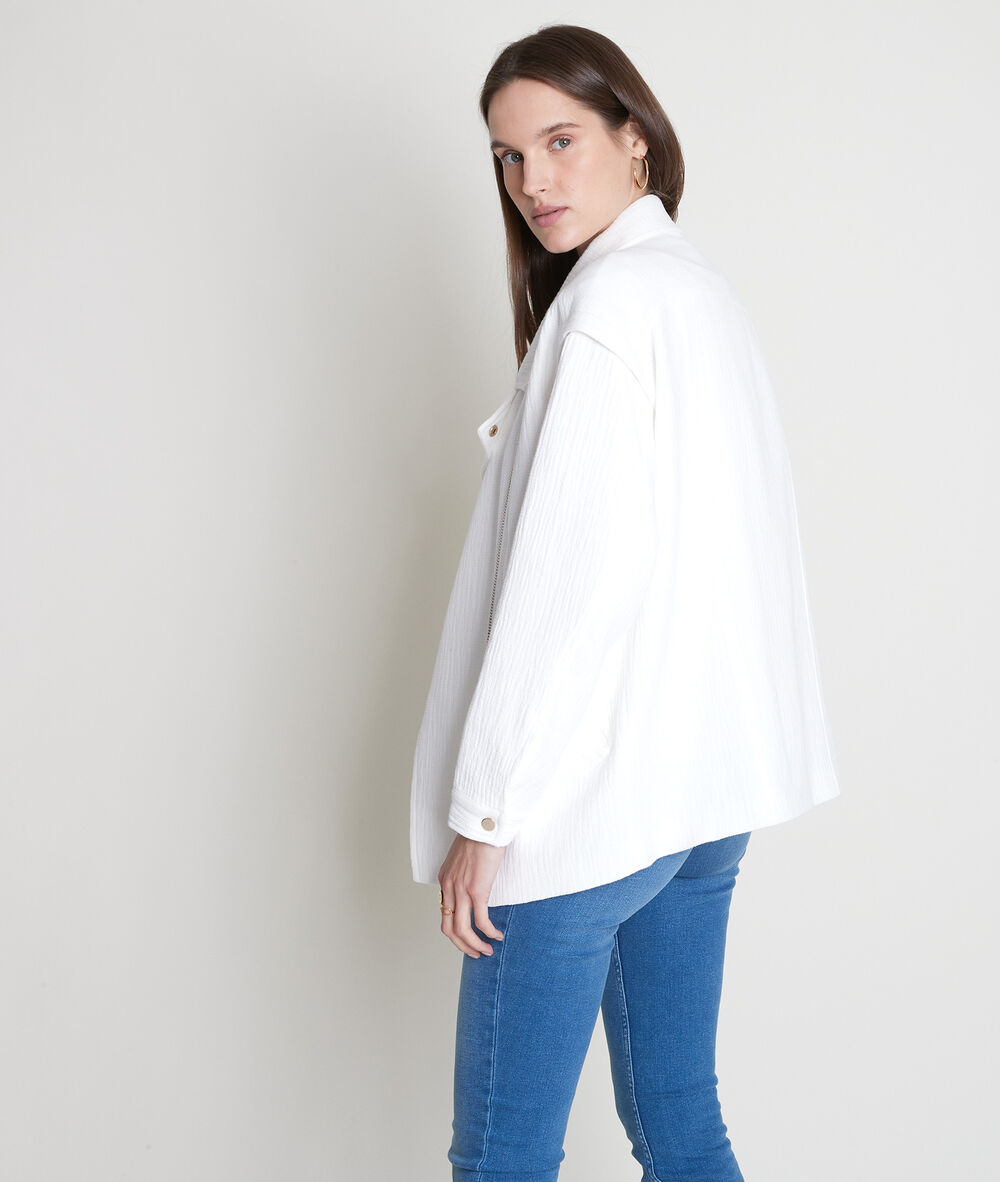 Manteau style perfecto en coton blanc janna ecru.