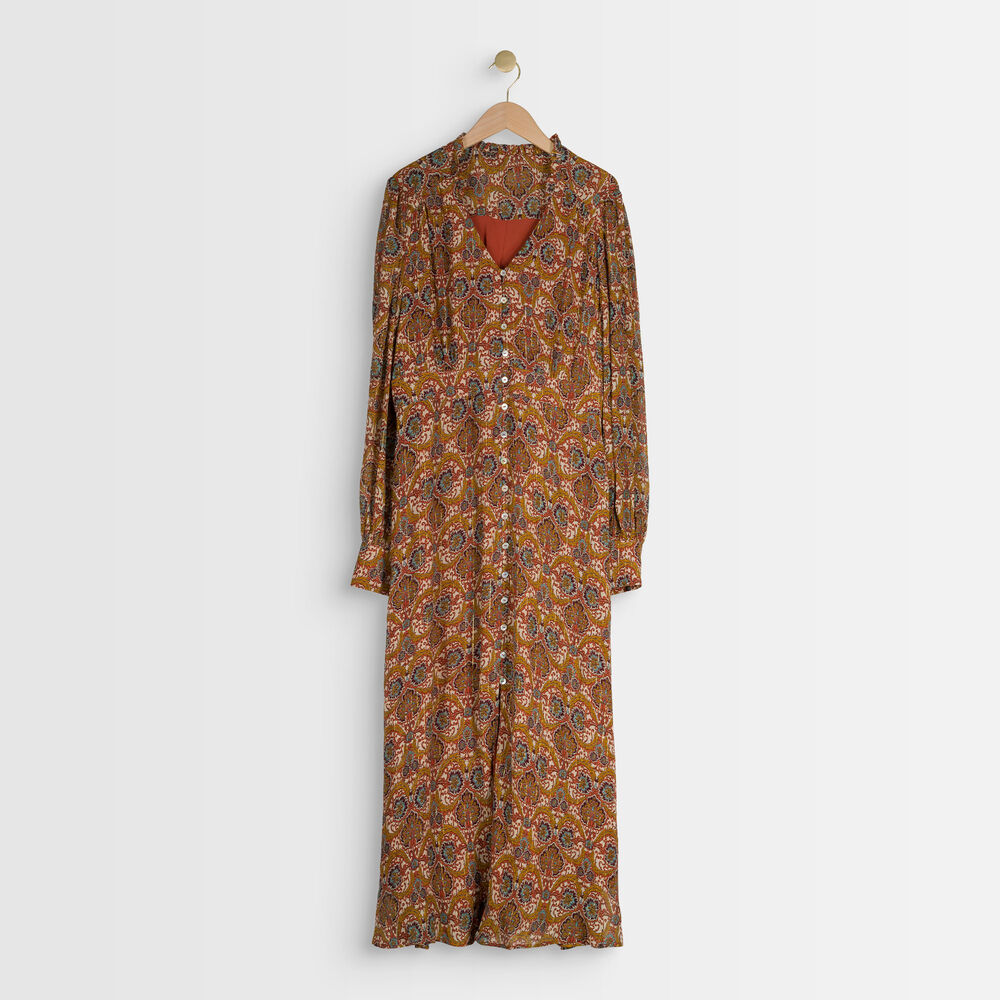 Robe longue imprimé camel carmen camel.