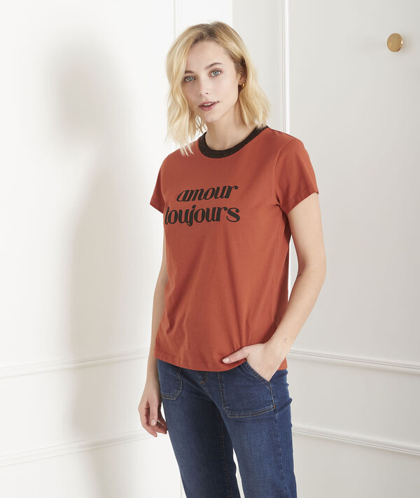 Tee-shirt acajou message Poule | 1-2-3 Tee-shirt acajou message Poule PhotoZ | 1-2-3