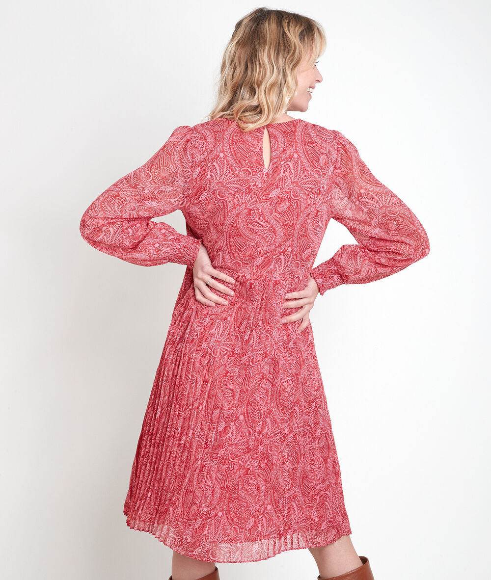 Robe imprimée plissée lilo bois de rose.