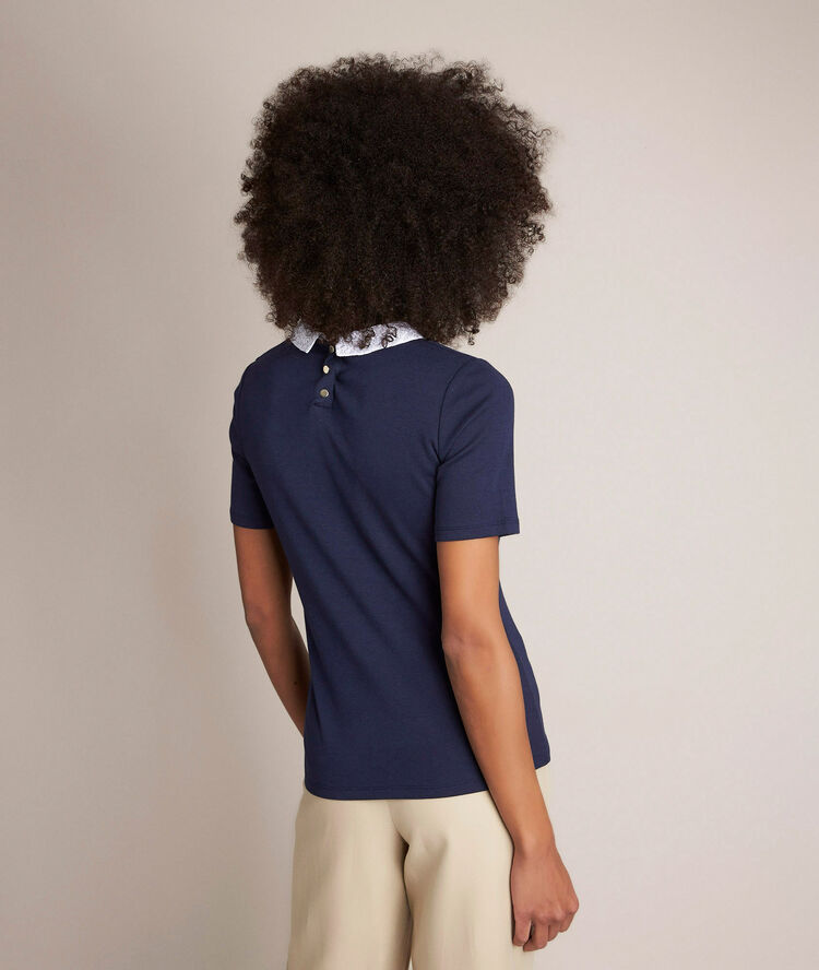 Tee-shirt col claudine rosie violet.