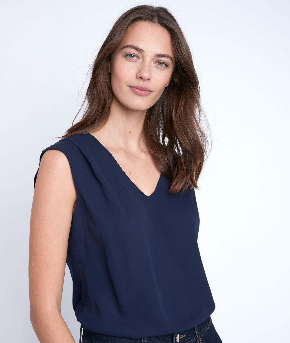 Blouse bimatière bleue neptune lapis lazulli.