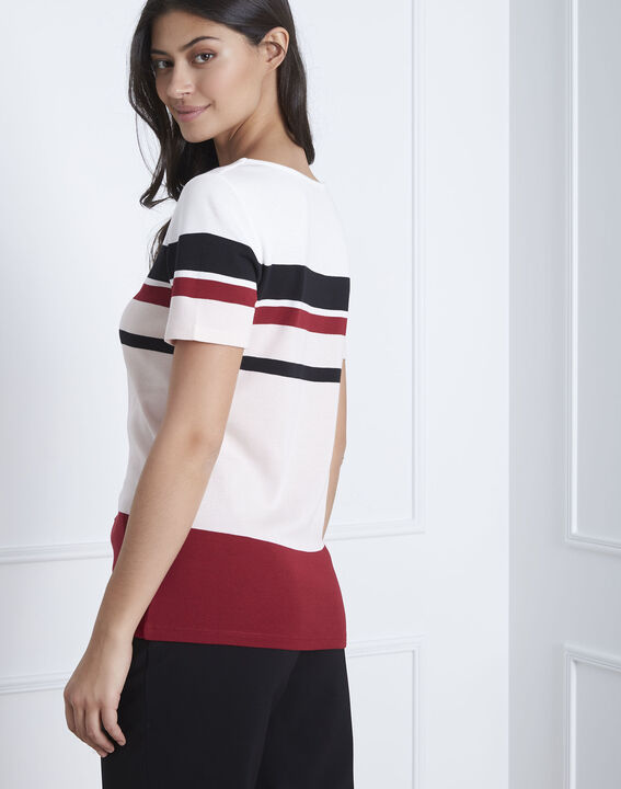 Tee-shirt grenat rayé Gasayat | 1-2-3 Tee-shirt grenat rayé Gasayat PhotoZ | 1-2-3