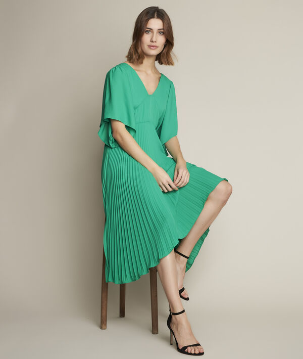 Robe plissée verte Hedwige | 1-2-3 Robe plissée verte Hedwige PhotoZ | 1-2-3