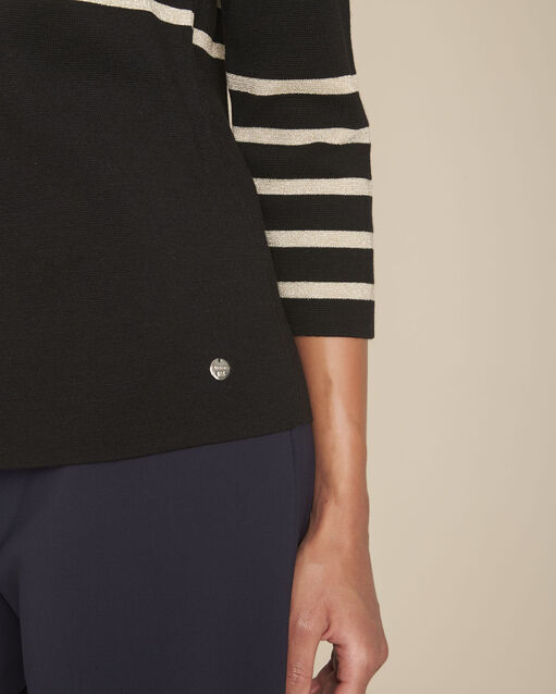 Pull noir rayures lurex france noir.