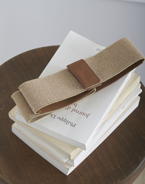 Ceinture élastique marron mix cuir et tissu Kate | 1-2-3 Ceinture élastique marron mix cuir et tissu Kate PhotoZ | 1-2-3