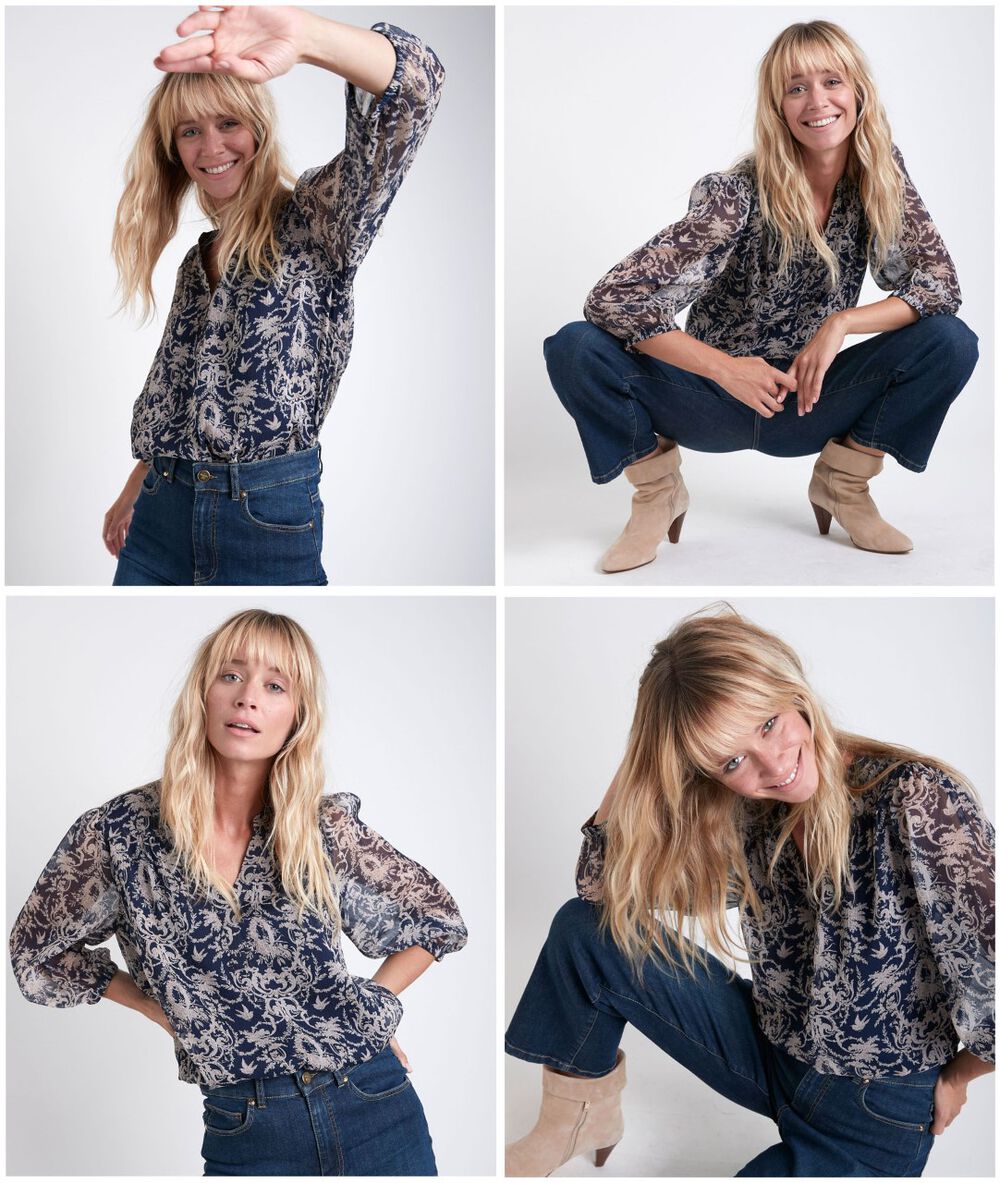 Blouse marine imprimée elsa marine.