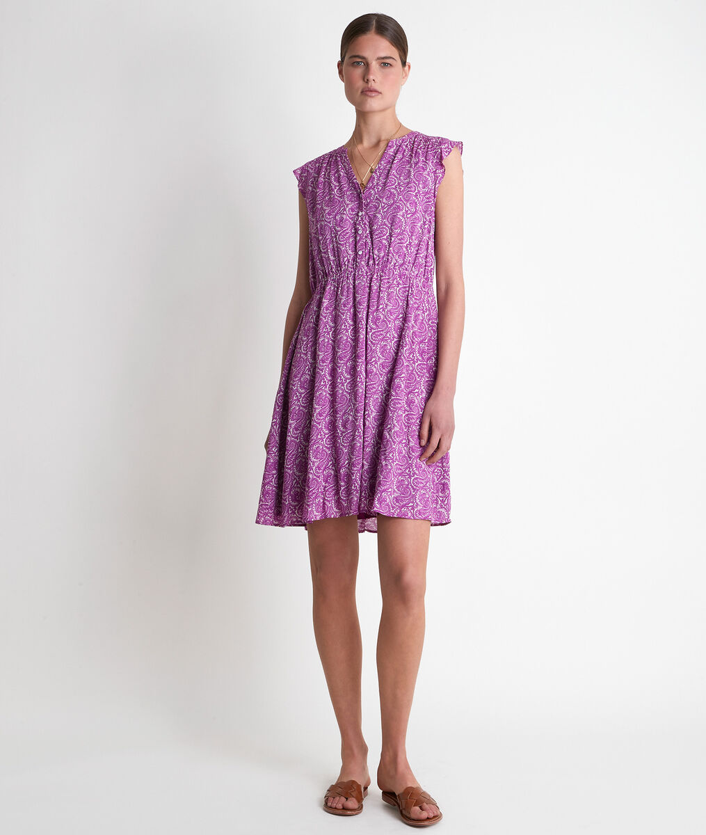 Robe courte imprimée violette Laudine | 1-2-3 Robe courte imprimée violette Laudine PhotoZ | 1-2-3