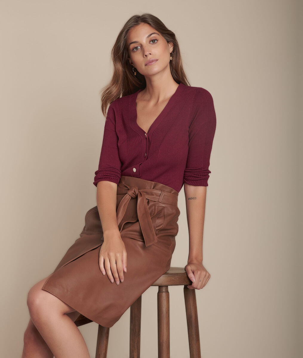 Pull merlot en jersey et côte Fabienne | 1-2-3 Pull merlot en jersey et côte Fabienne PhotoZ | 1-2-3