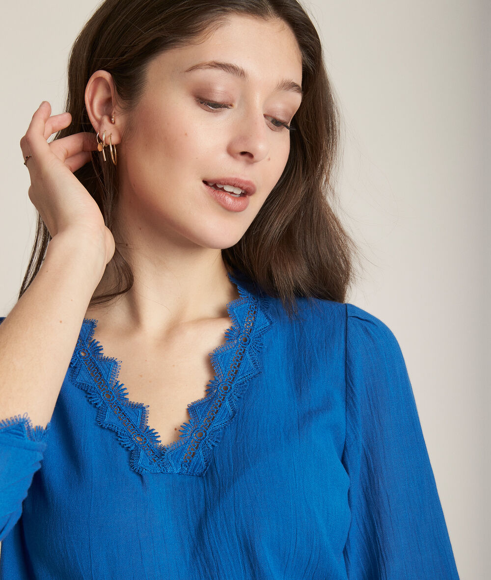 Blouse brodée bleue eloise bleu fonce.