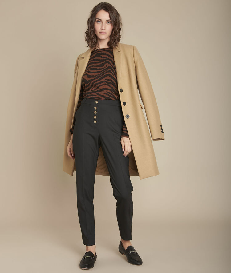 Pull acajou imprimé zèbre felindra caramel.