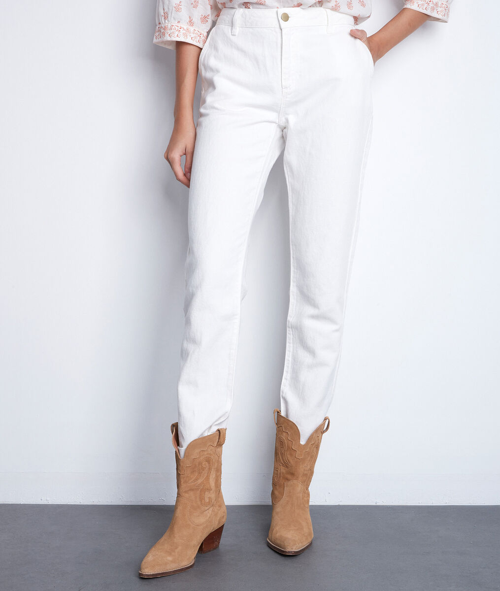 Pantalon droit en coton et lin écru Farel | 1-2-3 Pantalon droit en coton et lin écru Farel PhotoZ | 1-2-3